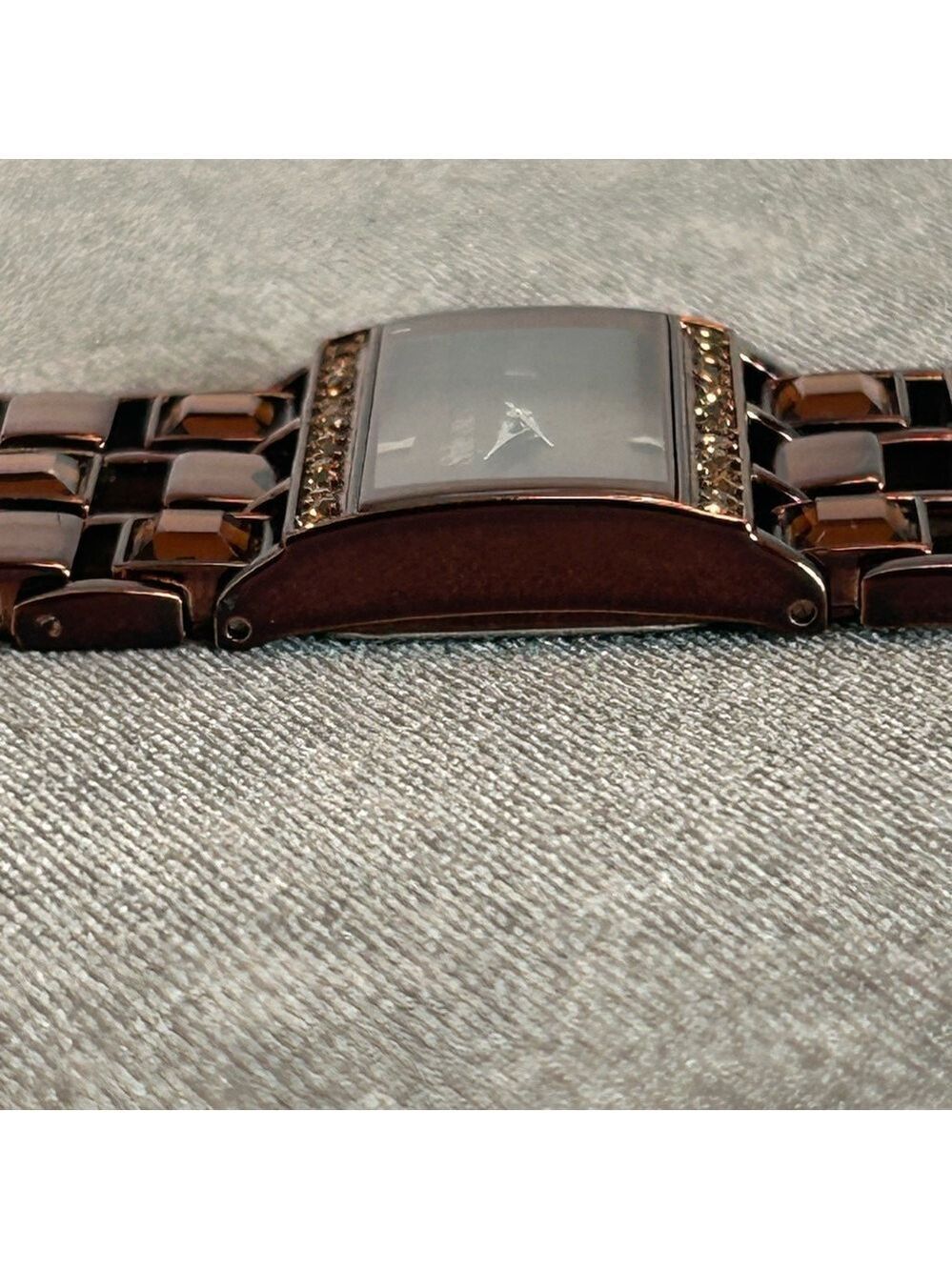 Style & Co. Bronze Amber Crystal rhinestone rectangular watch - Picture 10 of 15
